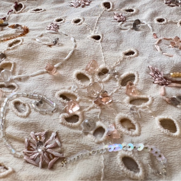 Pazuki London Custom Hand Embellished Silk Eyelet Scarf - Picture 3 of 6